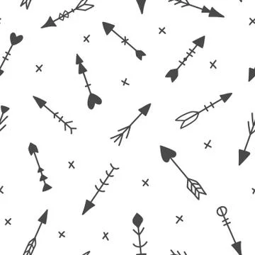 Seamless pattern with hand drawn tribal arrows Illustrazione stock