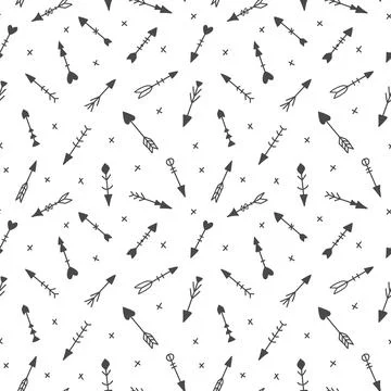Seamless pattern with hand drawn tribal arrows Illustrazione stock