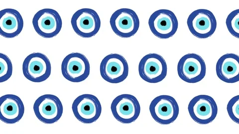 Seamless Pattern with hand drawn Turkish eye Stock Footage 150933854