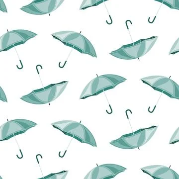 Seamless pattern with hand drawn umbrellas Ilustración de archivo