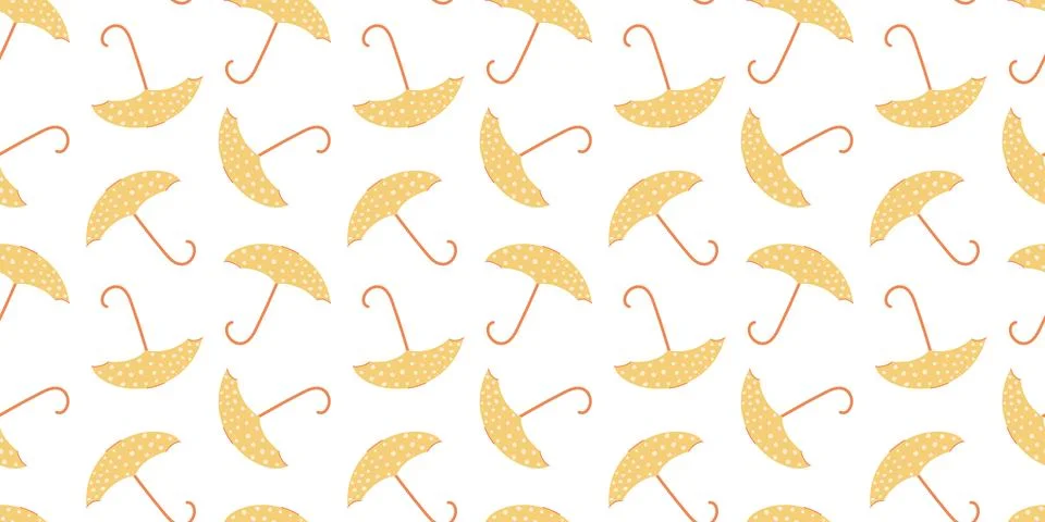 Seamless pattern with hand drawn Umbrellas. Rainy weather background Stock Illustration