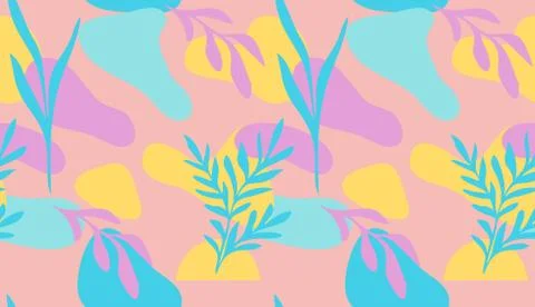Seamless pattern of Hand drawn various shapes doodle objects and plants virtu Stock Illustration