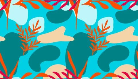 Seamless pattern of Hand drawn various shapes doodle objects and plants virtu Stock Illustration