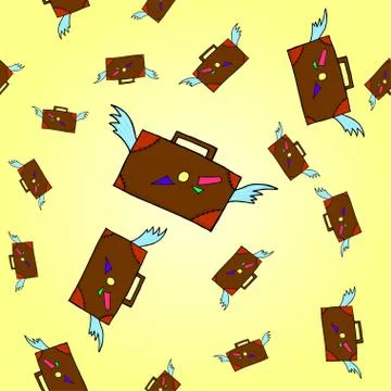 Seamless pattern with hand drawn vector illustration. Fashionable suitcase Stock Illustration