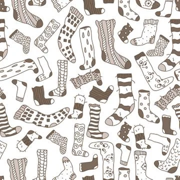 Seamless pattern of hand drawn vector EPS 10 cozy socks. Stock Illustration