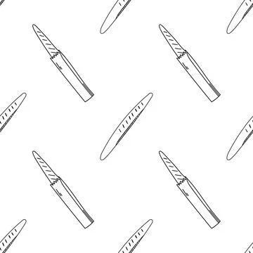Seamless pattern hand drawn vector illustration of French baguette, long loaf Stock Illustration