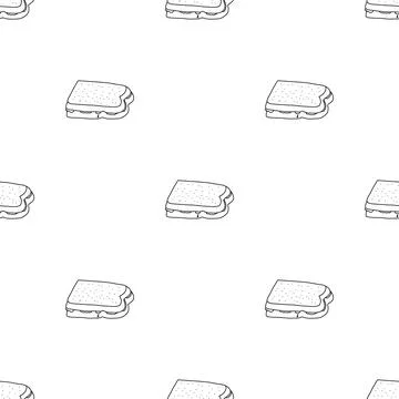 Seamless pattern hand drawn vector illustration peanut butter jelly sandwich  Stock Illustration