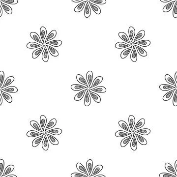 Seamless pattern with hand drawn vector flowers. Stock Illustration