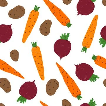 Seamless pattern with hand drawn vegetables 스톡 일러스트