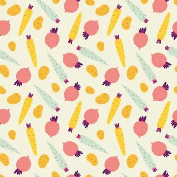 Seamless pattern with hand drawn vegetables Stock Illustration