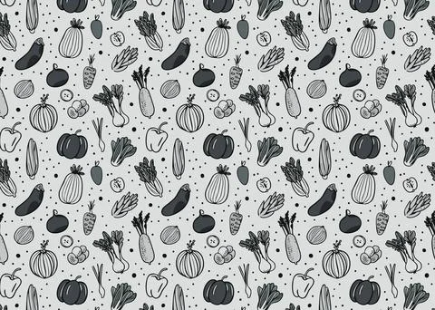 Seamless pattern with hand drawn vegetables. Vector illustration in sketch .. Stock Illustration