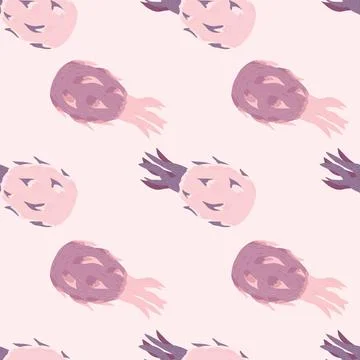 Seamless pattern with hand drawn vitamin exotic dragon fruit silhouettes. Lig Stock Illustration