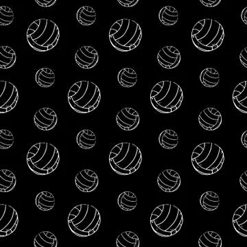 Seamless pattern hand drawn volleyball. Doodle black sketch. Sign symbol. Dec 스톡 일러스트