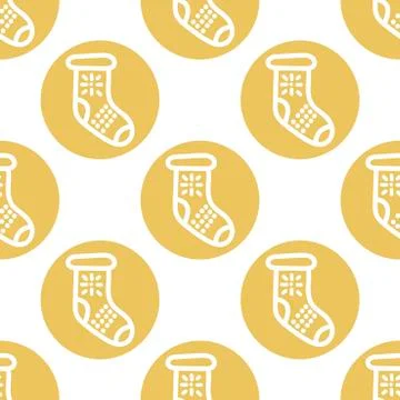 Seamless pattern. Hand drawn warm knitted socks with snowflake pattern. Doodl Stock Illustration