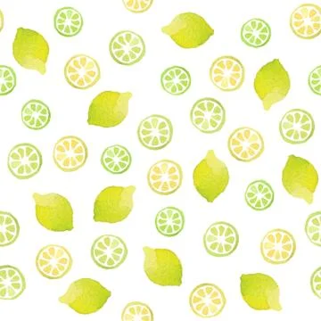 Seamless pattern with hand drawn watercolor fruits. Stock-Illustration