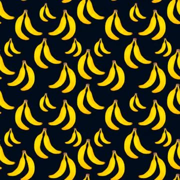 Seamless pattern with hand drawn watercolor bananas. Stock Illustration