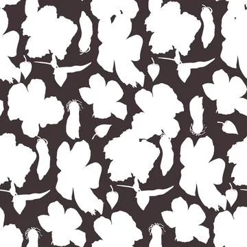 Seamless pattern of hand-drawn watercolor illustrations of Hawaiian hibiscus Stock Illustration