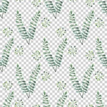 Seamless pattern with hand drawn watercolor illustrations of flowers and leaves. Stock Illustration
