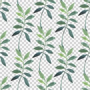 Seamless pattern with hand drawn watercolor illustrations of flowers and leaves. Stock Illustration