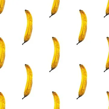 Seamless pattern of hand drawn watercolor bananas isolated on white background Stock Illustration