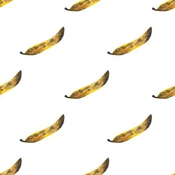 Seamless pattern of hand drawn watercolor bananas isolated on white background Stock Illustration