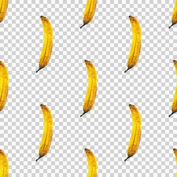 Seamless pattern of hand drawn watercolor bananas isolated on white background Stock Illustration