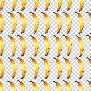 Seamless pattern of hand drawn watercolor bananas isolated on white background Stock Illustration