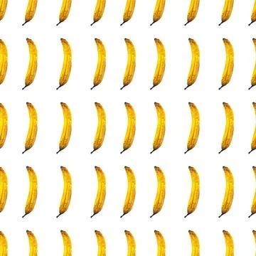 Seamless pattern of hand drawn watercolor bananas isolated on white background Stock Illustration