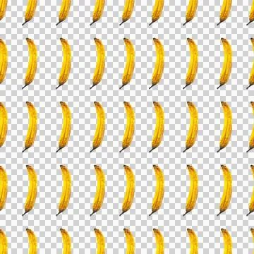 Seamless pattern of hand drawn watercolor bananas isolated on white background Stock Illustration