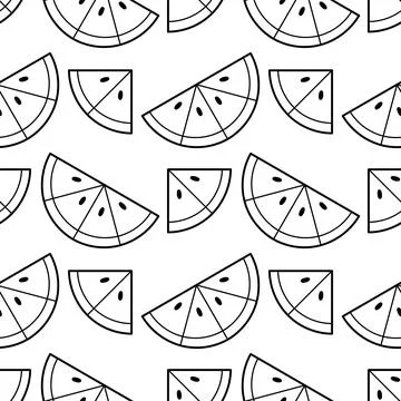 Seamless pattern hand drawn watermelon Stock Illustration