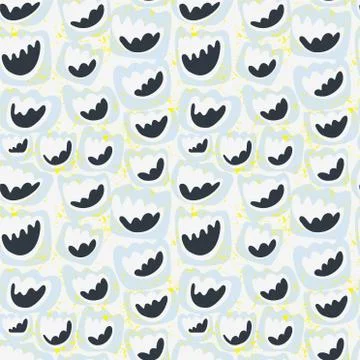 Seamless pattern with hand drawn wave simple flowers Illustrazione stock