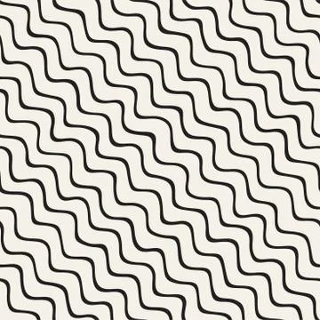 Seamless pattern with hand drawn waves. Abstract background with wavy brush.. 스톡 일러스트