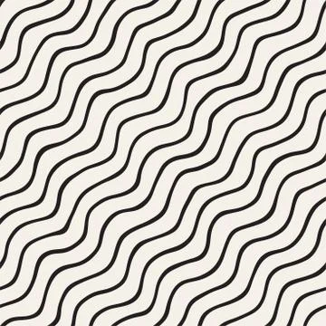 Seamless pattern with hand drawn waves. Abstract background with wavy brush.. 스톡 일러스트
