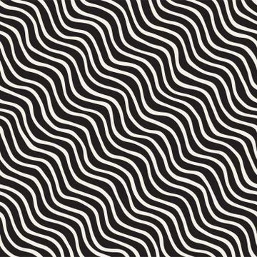 Seamless pattern with hand drawn waves. Abstract background with wavy brush.. 스톡 일러스트