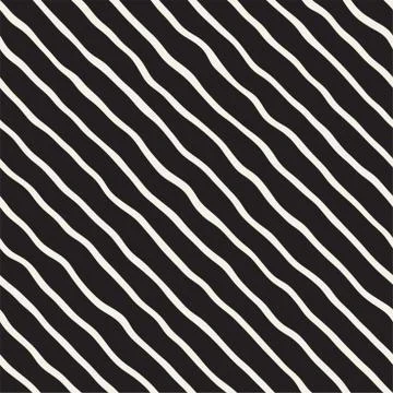 Seamless pattern with hand drawn waves. Abstract background with wavy brush.. Stock Illustration