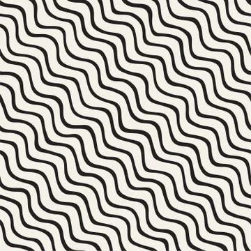 Seamless pattern with hand drawn waves. Abstract background with wavy brush.. イラスト素材