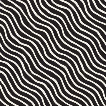 Seamless pattern with hand drawn waves. Abstract background with wavy brush.. Stock Illustration