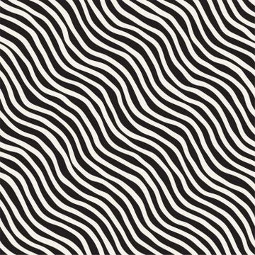 Seamless pattern with hand drawn waves. Abstract background with wavy brush.. Stock Illustration