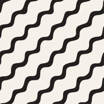 Seamless pattern with hand drawn waves. Abstract background with wavy brush.. Stock Illustration