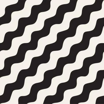 Seamless pattern with hand drawn waves. Abstract background with wavy brush.. Stock Illustration