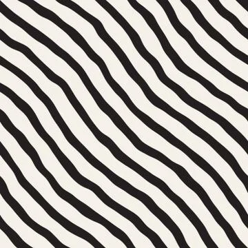 Seamless pattern with hand drawn waves. Abstract background with wavy brush.. Stock Illustration