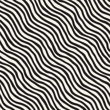 Seamless pattern with hand drawn waves. Abstract background with wavy brush.. 스톡 일러스트