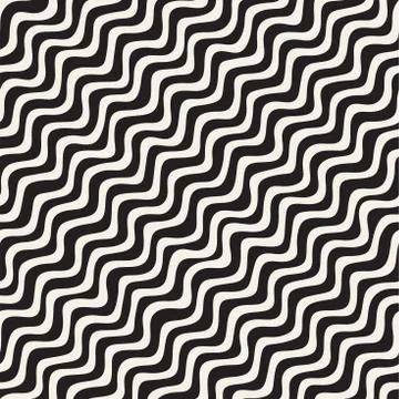 Seamless pattern with hand drawn waves. Abstract background with wavy brush.. Stock Illustration