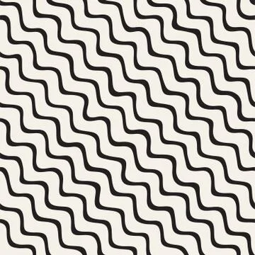 Seamless pattern with hand drawn waves. Abstract background with wavy brush.. Illustrazione stock