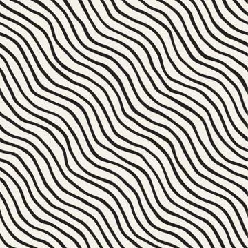Seamless pattern with hand drawn waves. Abstract background with wavy brush.. Stock Illustration