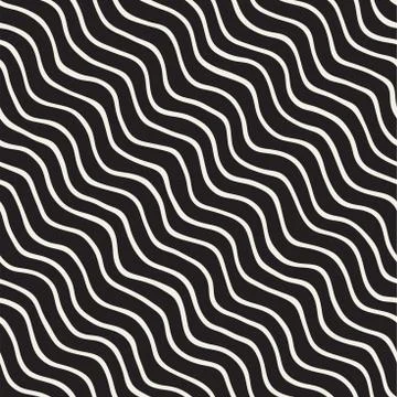 Seamless pattern with hand drawn waves. Abstract background with wavy brush.. Stock Illustration