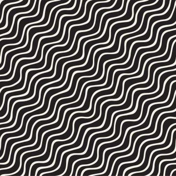 Seamless pattern with hand drawn waves. Abstract background with wavy brush.. Stock Illustration