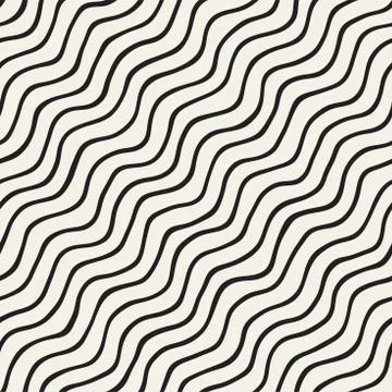 Seamless pattern with hand drawn waves. Abstract background with wavy brush s 스톡 일러스트