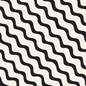 Seamless pattern with hand drawn waves. Abstract background with wavy brush s 스톡 일러스트