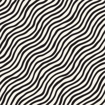 Seamless pattern with hand drawn waves. Abstract background with wavy brush s Stock Illustration